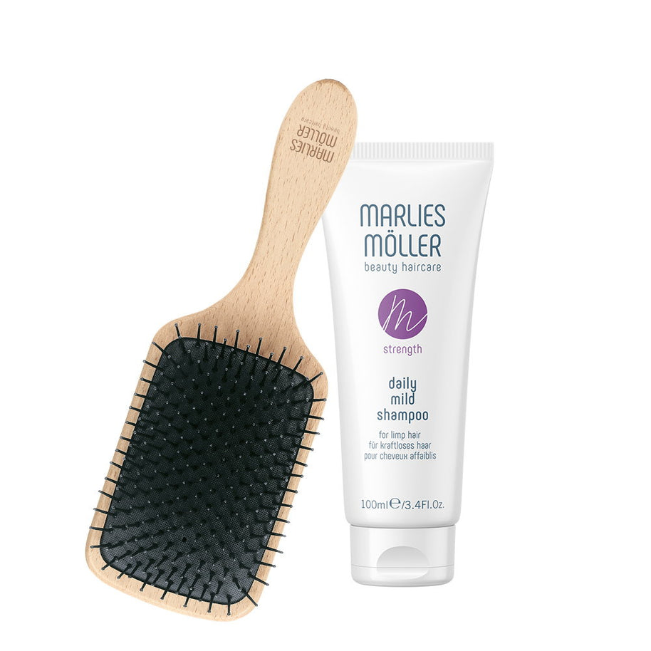 Σετ Marlies Moller: Marine Moisture, Scalp Brush + Daily Mild, Silicone Free, Σαμπουάν, Deep Καθαρισμού, 100 ml