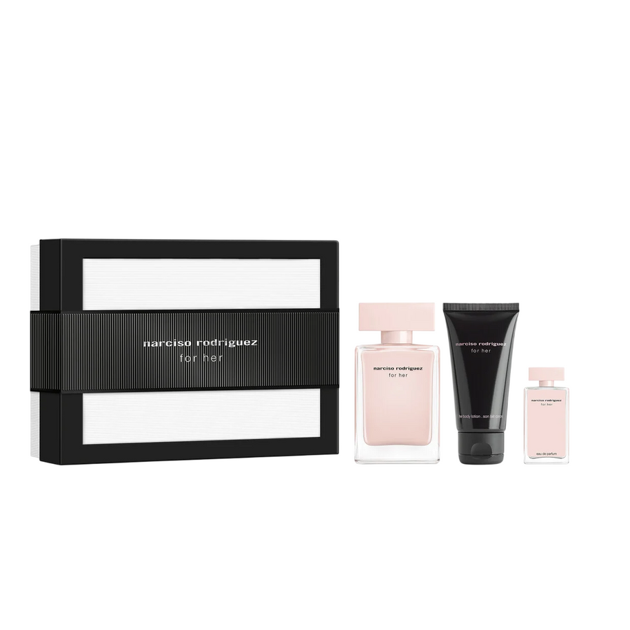 Σετ Narciso Rodriguez: For Her, Eau De Parfum, Για Γυναίκες, 50 ml + For Her, Eau De Parfum, Για Γυναίκες, 7.5 ml + For Her, Ενυδατικό, Λοσιόν Σώματος, 50 ml