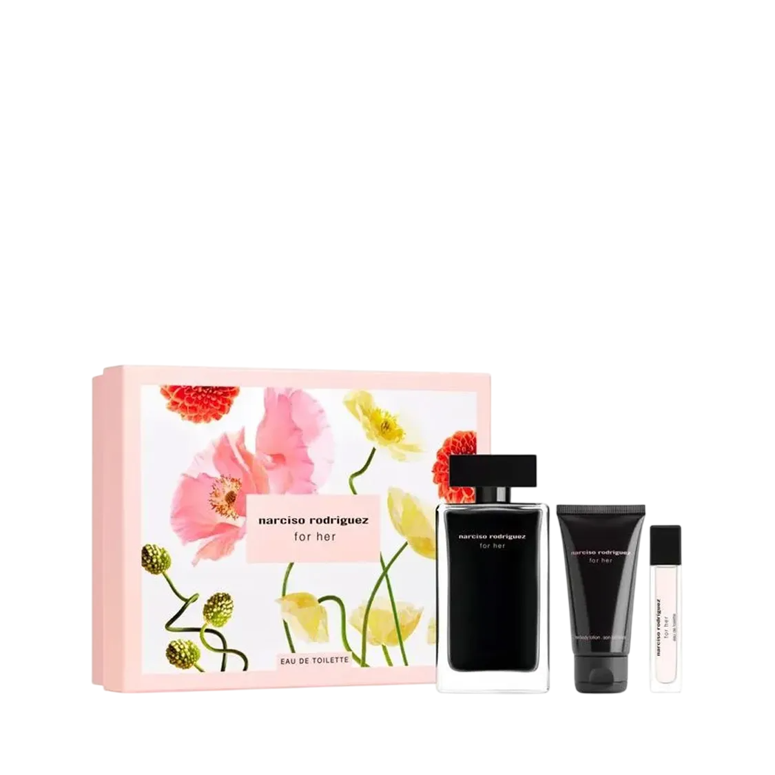 Set Narciso Rodriguez: For Her, Eau De Toilette, Γυναικείο, 100 ml + For Her, Eau De Toilette, Γυναικείο, 10 ml + For Her, Ενυδατική, Λοσιόν Σώματος, 50 ml