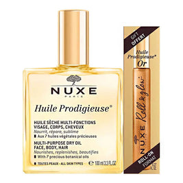 Set Nuxe: Huile Prodigieuse Or Multi-Purpose, Έλαιο Σώματος, For Body, Για το Πρόσωπο & Hair, 100 ml + Huile Prodigieuse Or Multi-Purpose, Θρεπτικό, Roll-On Έλαιο Σώματος, 8 ml