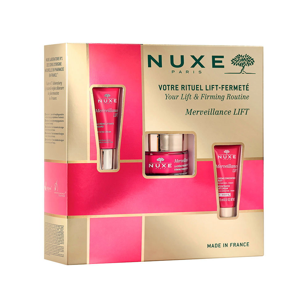 Firmness Routine Set Nuxe: Merveillance Lift Powdery, Vegan, Σύσφιξης, Κρέμα Ημέρας Για το Πρόσωπο, 50 ml + Merveillance Lift, Vegan, Lifting & Σύσφιξης, Κρέμα Ματιών, 15 ml + Merveillance Lift, Vegan, Lifting & Σύσφιξης