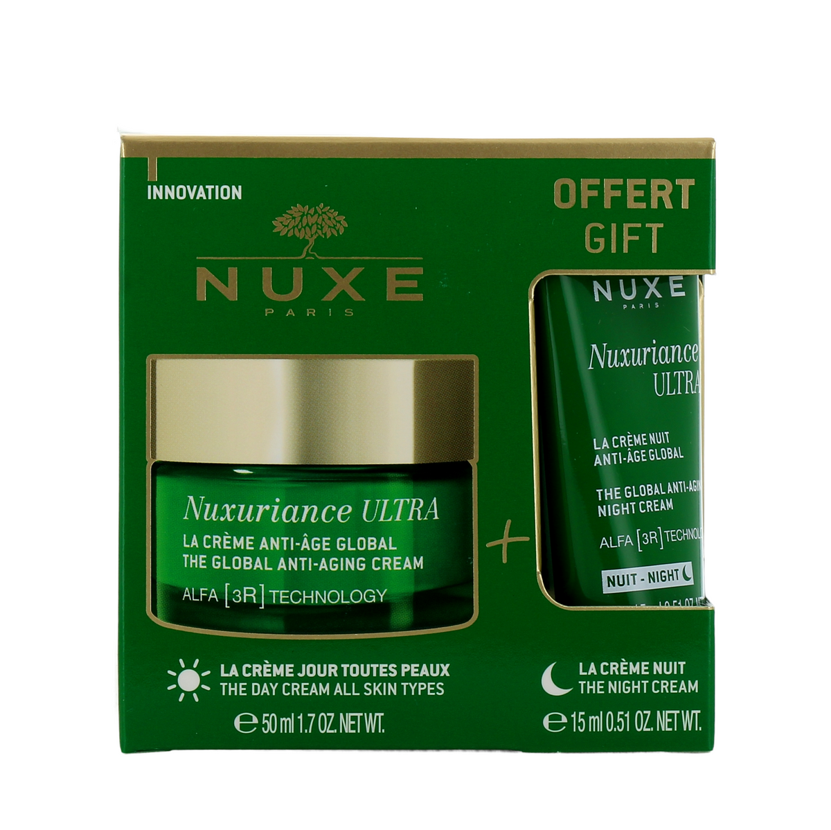 Σετ Nuxe: Nuxuriance Ultra, Αντιγήρανσης, Κρέμα Προσώπου, 50 ml + Nuxuriance Ultra, Αντιγήρανσης, Κρέμα Νύχτας Για το Πρόσωπο, 15 ml