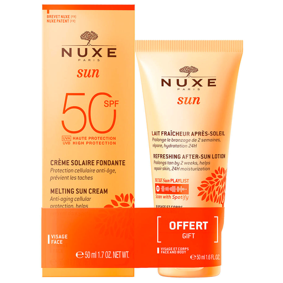 Σετ Nuxe: Sun, UV Protection, Αντηλιακή Κρέμα, Για το Πρόσωπο, SPF 50, 50 ml + Sun, Αντηλιακή Προστασία, Λοσιόν Για Μετά τον Ήλιο, 50 ml