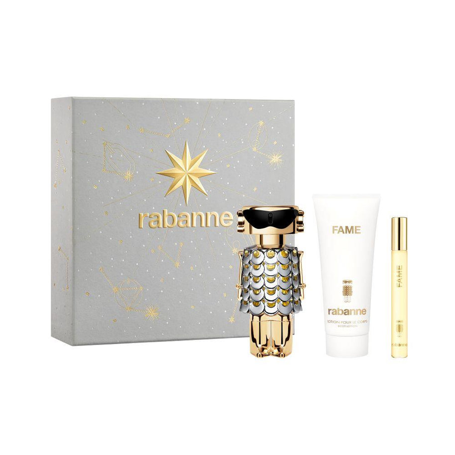 Σετ Paco Rabanne: Fame, Eau De Parfum, Για Γυναίκες, 80 ml + Fame, Eau De Parfum, Για Γυναίκες, 10 ml + Fame, Ενυδατικό, Λοσιόν Σώματος, 100 ml