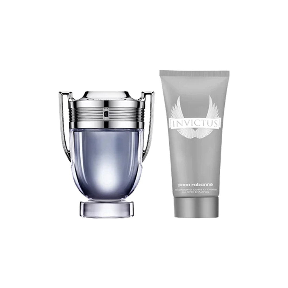 Σετ Paco Rabanne: Invictus, Eau De Toilette, Για Άνδρες, 100 ml + Invictus All Over, Αφρόλουτρο & Σαμπουάν 2-Σε-1, 100 ml