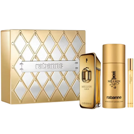 Σετ Paco Rabanne: Million Gold, Eau De Parfum, Για Άνδρες, 100 ml + Million Gold, Eau De Parfum, Για Άνδρες, 10 ml + 1 Million, Αντιιδρωτικό Αποσμητικό Spray, Για Άνδρες, 150 ml
