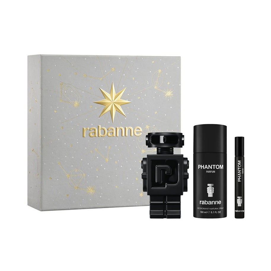 Σετ Paco Rabanne: Phantom, Eau De Parfum, Για Άνδρες, 100 ml + Phantom In Red, Eau De Parfum, Για Άνδρες, 10 ml + Phantom, Αποσμητικό Spray, Για Άνδρες, 150 ml
