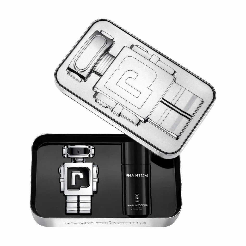 Σετ Paco Rabanne: Phantom, Eau De Toilette, Για Άνδρες, 100 ml + Phantom, Αποσμητικό Spray, Για Άνδρες, 150 ml