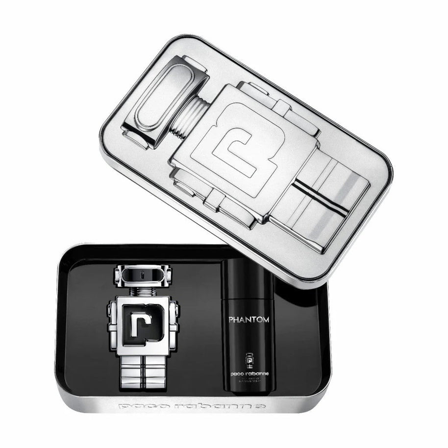 Σετ Paco Rabanne: Phantom, Eau De Toilette, Για Άνδρες, 100 ml + Phantom, Αποσμητικό Spray, Για Άνδρες, 150 ml