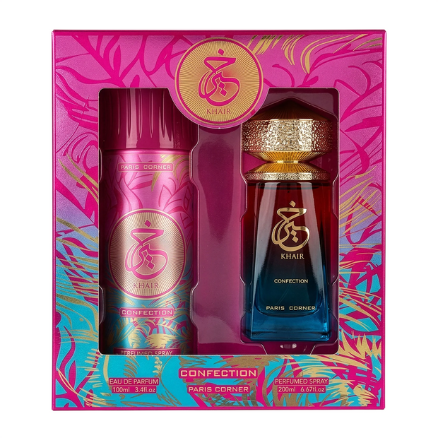 Σετ Paris Corner: Khair Confection, Eau De Parfum, Unisex, 100 ml + Khair Confection, Αποσμητικό Spray, Για Γυναίκες, 200 ml