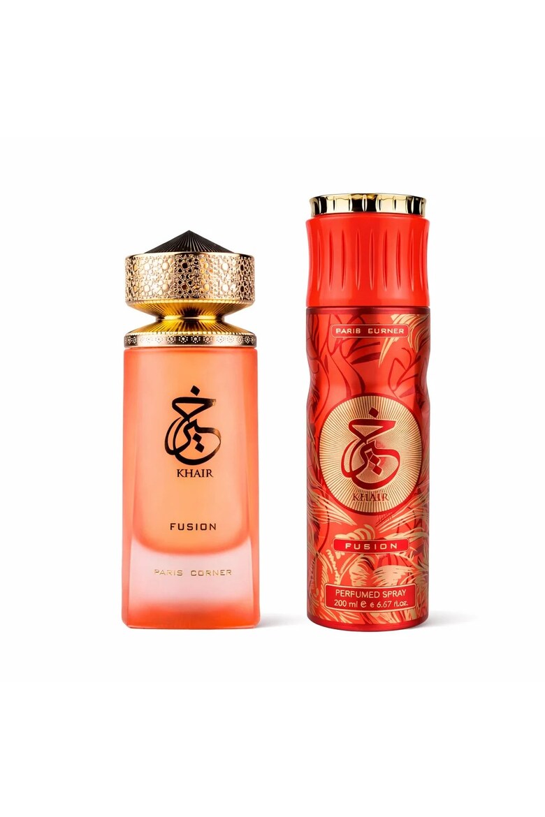 Σετ Paris Corner: Khair Fusion, Eau De Parfum, Unisex, 100 ml + Khair Fusion, Αποσμητικό Spray, Για Γυναίκες, 200 ml