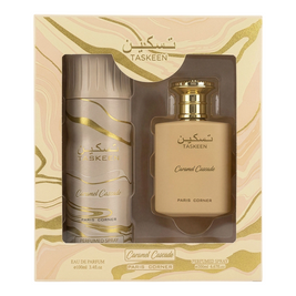 Set Paris Corner: Taskeen Caramel Cascade, Eau De Parfum, Unisex, 100 ml + Taskeen Caramel Cascade, Αποσμητικό Spray, Unisex, 200 ml