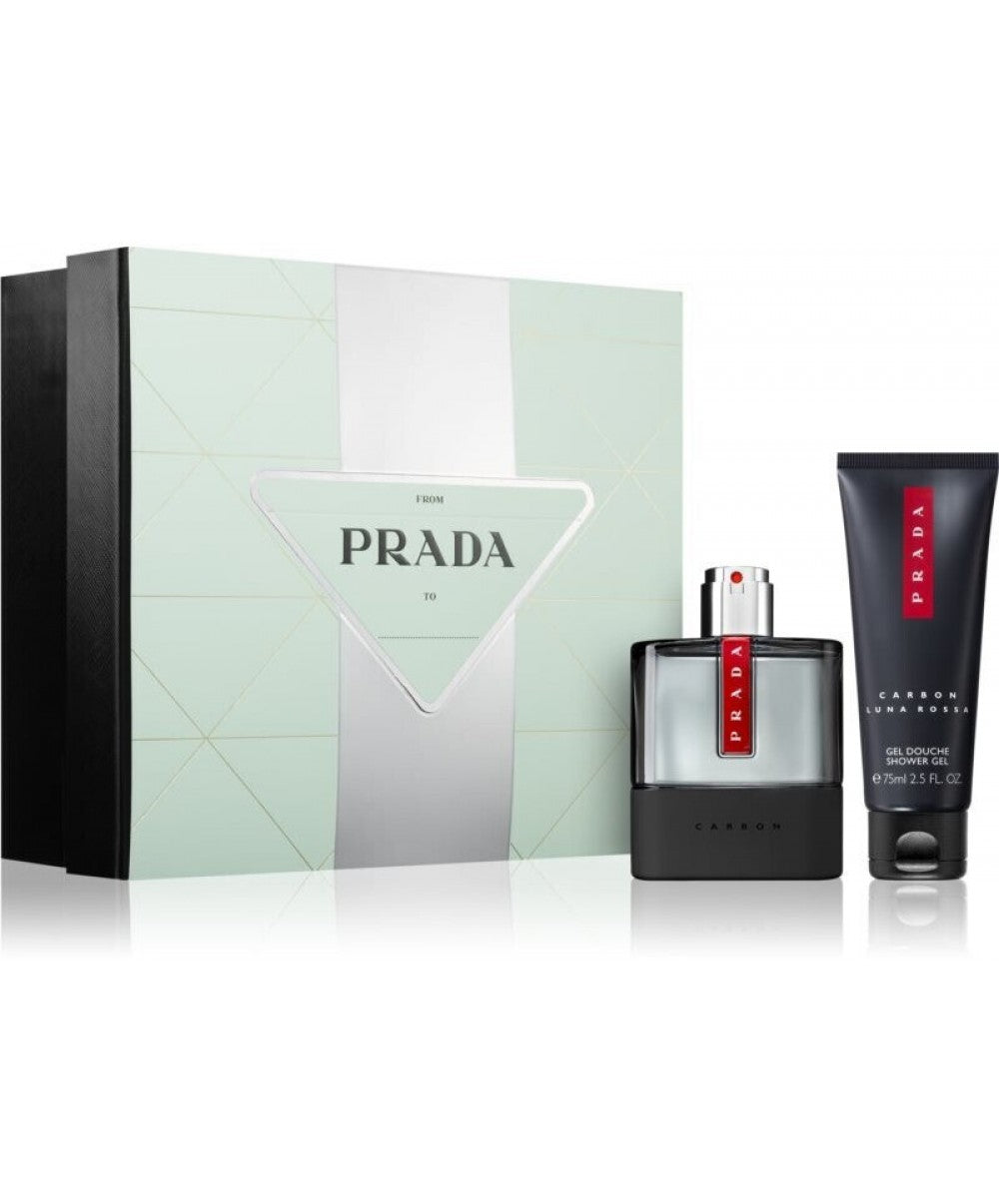 Set Prada: Luna Rossa Carbon, Eau De Toilette, Ανδρικό, 50 ml + Luna Rossa Carbon, Revitalized, Αφρόλουτρο, 75 ml