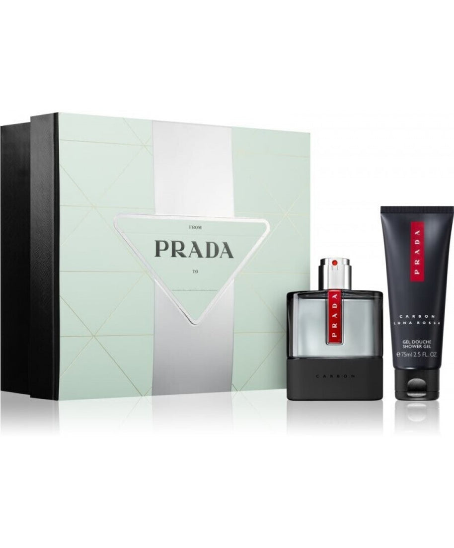 Set Prada: Luna Rossa Carbon, Eau De Toilette, Ανδρικό, 50 ml + Luna Rossa Carbon, Revitalized, Αφρόλουτρο, 75 ml