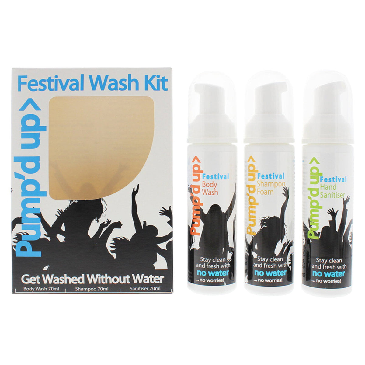 Set Pump'D Up: Festival, Ενυδατικό, Αφρόλουτρο, 70 ml + Festival, Ενυδατικό, Foam, 70 ml + Festival, Cleansing, Hand Gel, 70 ml