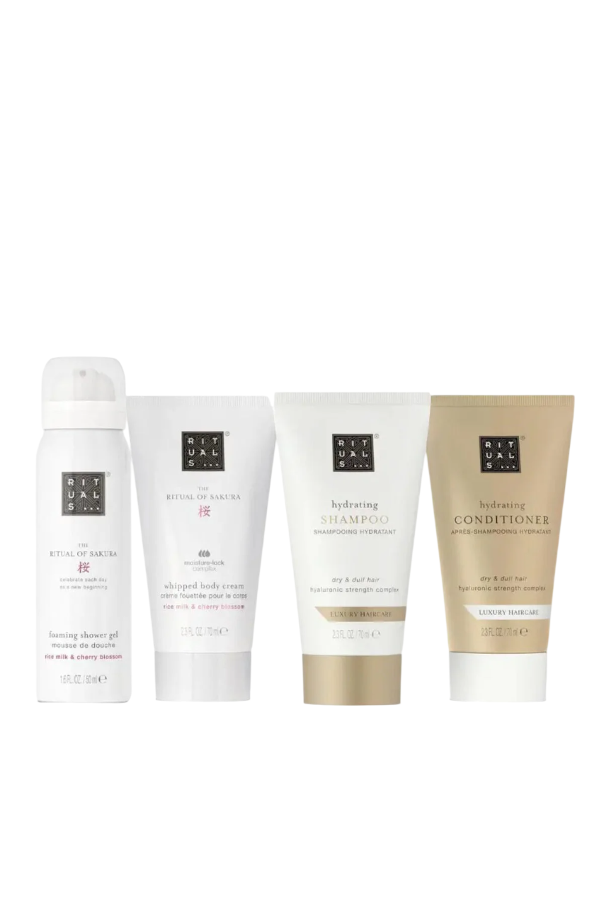 Σετ Rituals: The Ritual Of Sakura, Shower Mousse, 50 ml + The Ritual Of Sakura, Ενυδατικό, Κρέμα Σώματος, 70 ml + The Ritual Of Sakura, Σαμπουάν, For Θρεπτικό, 70 ml + The Ritual Of Sakura, Natural, Κρέμα Μαλλιών, Smooth, 70 ml