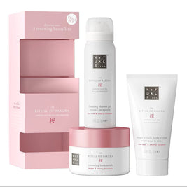 Σετ Rituals: The Ritual Of Sakura, Shower Mousse, 50 ml + The Ritual Of Sakura, Αναζωογονητικό, Scrub Σώματος, 125 g + The Ritual Of Sakura, Ενυδατικό, Κρέμα Σώματος, 70 ml