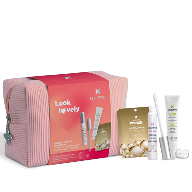 Σετ Sesderma: Seslash, For Growth Stimulation, Eyelash Ορός, 5 g + Factor G, Renewing, Κρέμα Ματιών, 15 ml + Beauty Treats, 24K gold, Anti-Dark Spots, Eye Patch