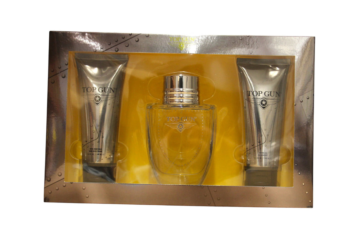Σετ Top Gun: Chevron, Eau De Toilette, Για Άνδρες, 100 ml + Chevron, Ενυδατικό, Αφρόλουτρο, Body & Hair, 100 ml + Chevron, Ενυδατικό, Balm Για Μετά το Ξύρισμα, 100 ml
