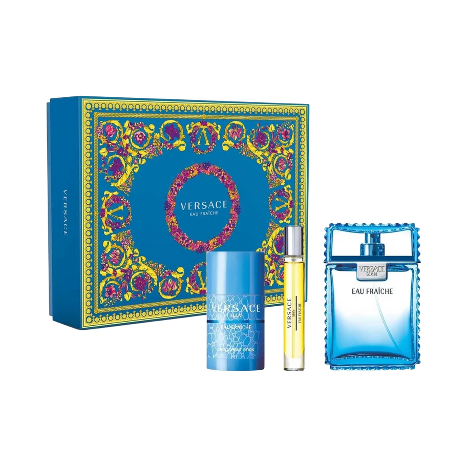 Σετ Versace: Eau Fraiche, Eau De Toilette, Για Άνδρες, 100 ml + Eau Fraiche, Eau De Toilette, Για Άνδρες, 10 ml + Eau Fraiche, Αποσμητικό Stick, Για Άνδρες, 75 ml