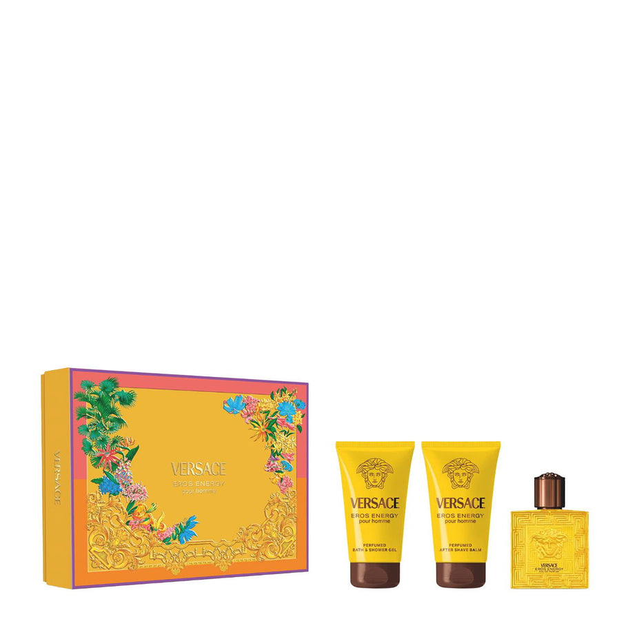 Σετ Versace: Eros Energy, Eau De Parfum, Για Άνδρες, 50 ml + Eros Energy, Αφρόλουτρο, 50 ml + Eros Energy, Καταπραϋντικό, Balm Για Μετά το Ξύρισμα, 50 ml