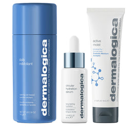 Smooth + Hydrate Set Dermalogica: Daily Milkfoliant, Exfoliating, Exfoliating Powder, 74 g + Active Moist, Prebiotics, Ενυδατική, Κρέμα Προσώπου, 50 ml + Circular Hydration, Hyaluronic Acid, Ορός Προσώπου, 30 ml