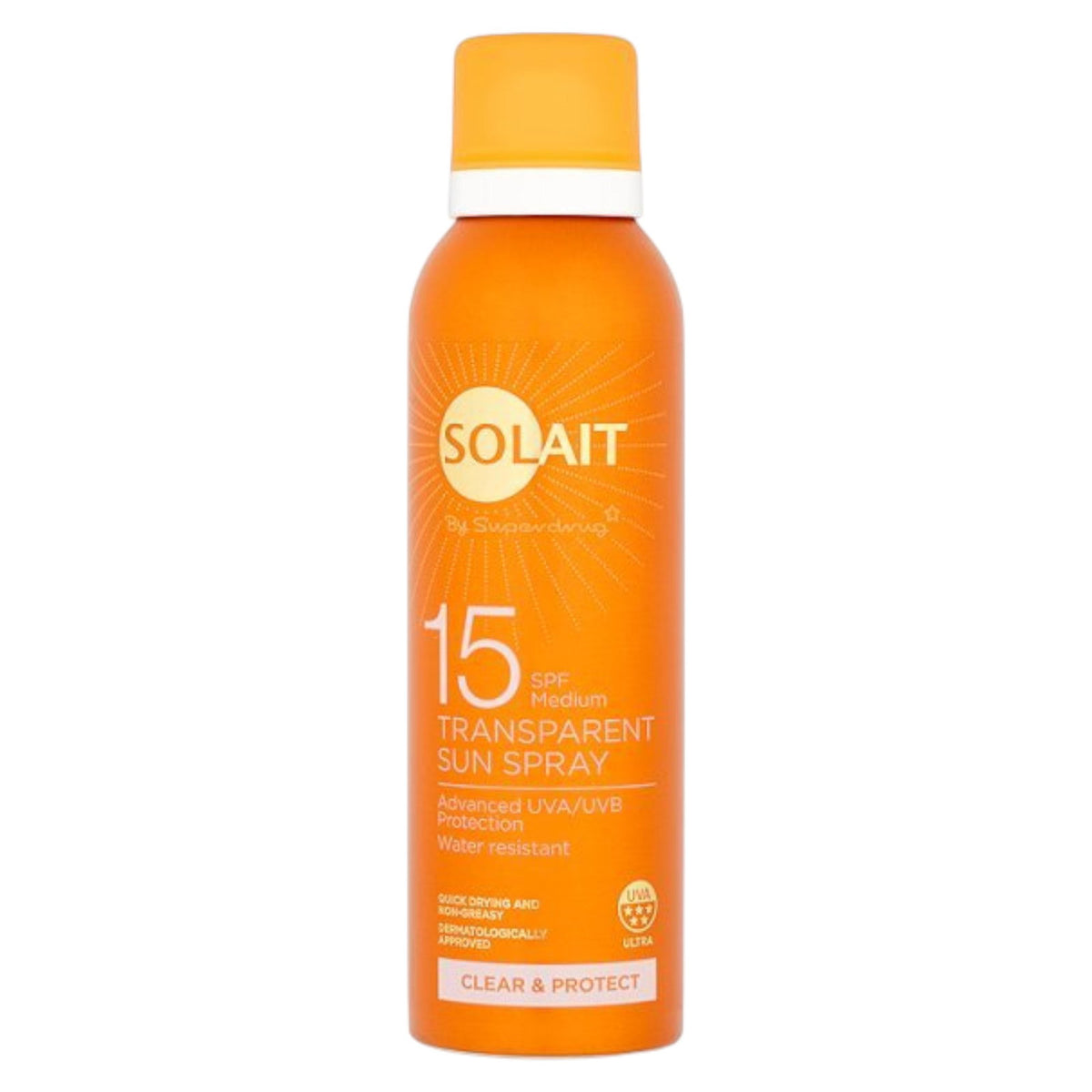Superdrug, Solait, Water-Resistant, Αντηλιακό Spray, SPF15, 200 ml *Tester