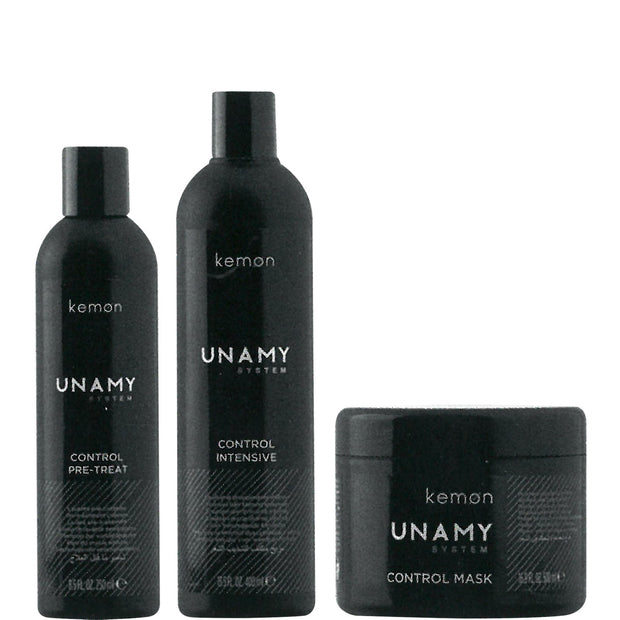 Unamy System Control Intensive Σετ Kemon: Control Intensive, Σαμπουάν, 400 ml + Control Intensive, Κρέμα Μαλλιών, 250 ml + Control Intensive, Θεραπεία Μαλλιών Μάσκα Σε Μορφή Κρέμας, 500 ml