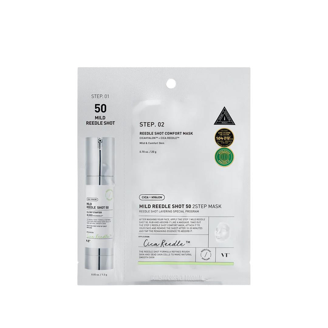 VT Cosmetics, Reedle Shot 50 2 Step Mild, Strengthening, Sheet Mask, Για το Πρόσωπο, 21.5 g