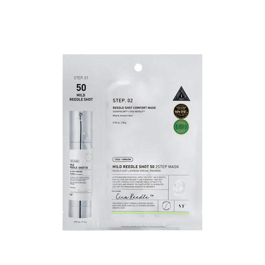 VT Cosmetics, Reedle Shot 50 2 Step Mild, Strengthening, Sheet Mask, Για το Πρόσωπο, 21.5 g