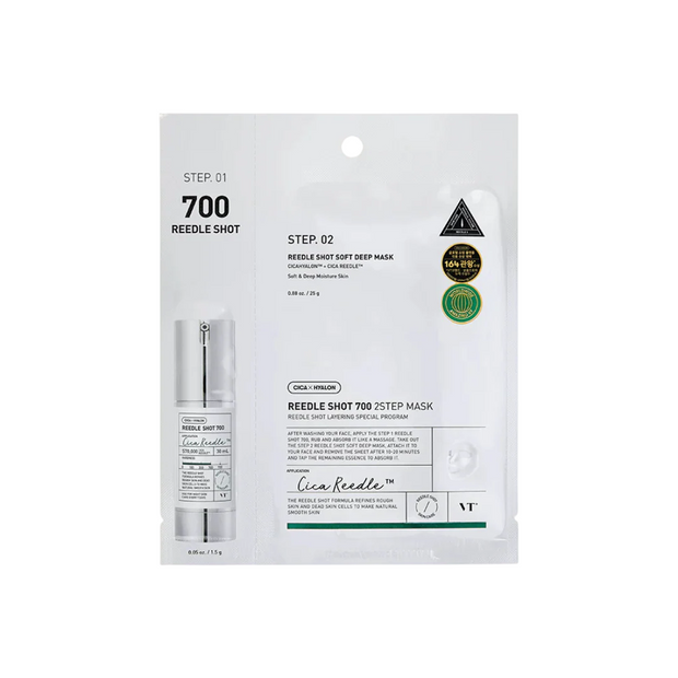 VT Cosmetics, Reedle Shot 700 2 Step, Ενυδατικό & Ανάπλασης, Sheet Mask, Για το Πρόσωπο, 26.5 g