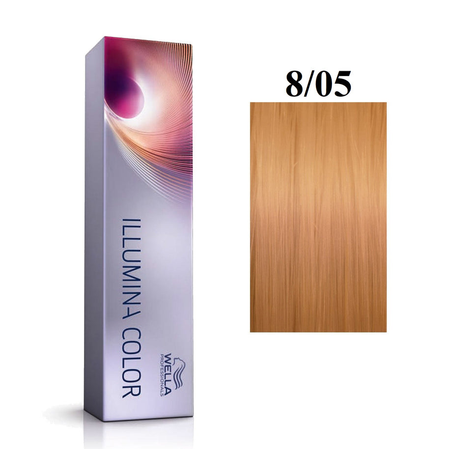 Wella Professionals, Illumina Color, Permanent Hair Dye, 8/05 Light Blonde Natural Mahogany, 60 ml